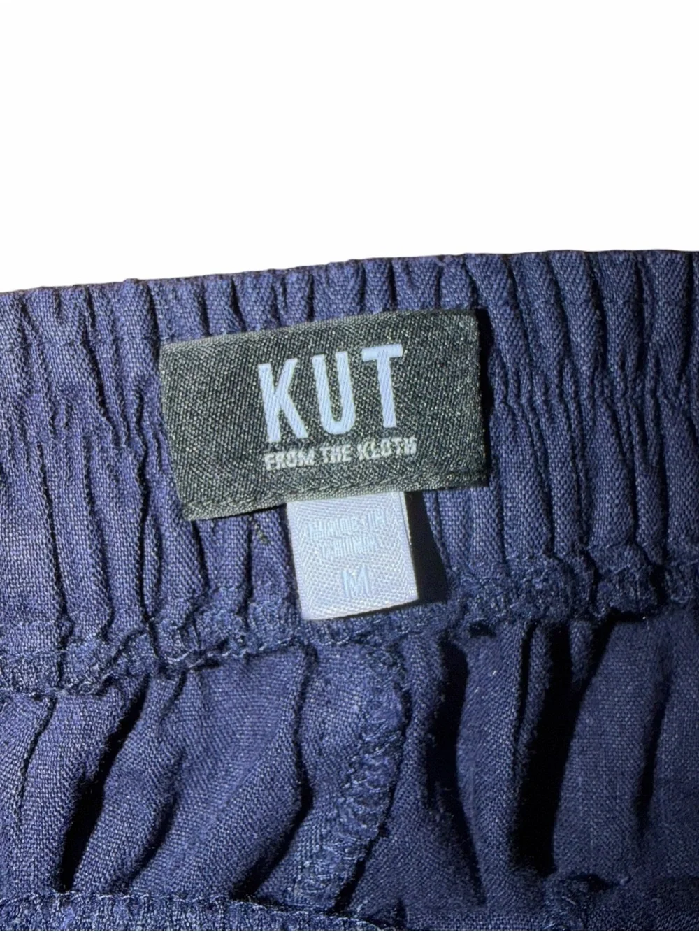 Kut from the Kloth Meg High Rise Linen Blend Wide Leg Pants Blue Medium - Picture 4 of 7